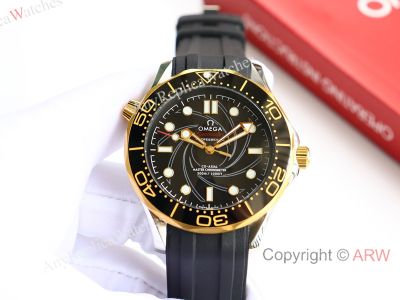 High Quality Replica OMEGA Seamaster Black 316 Stainless Steel Strap Black Face Dial Black Ceramic Bezel 316L Stainless Steel Case Watch 42mm